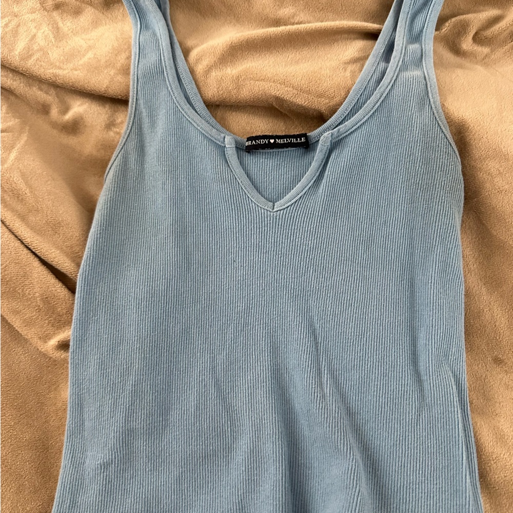 Brandy Melville Light Blue Ribbed Tank Top